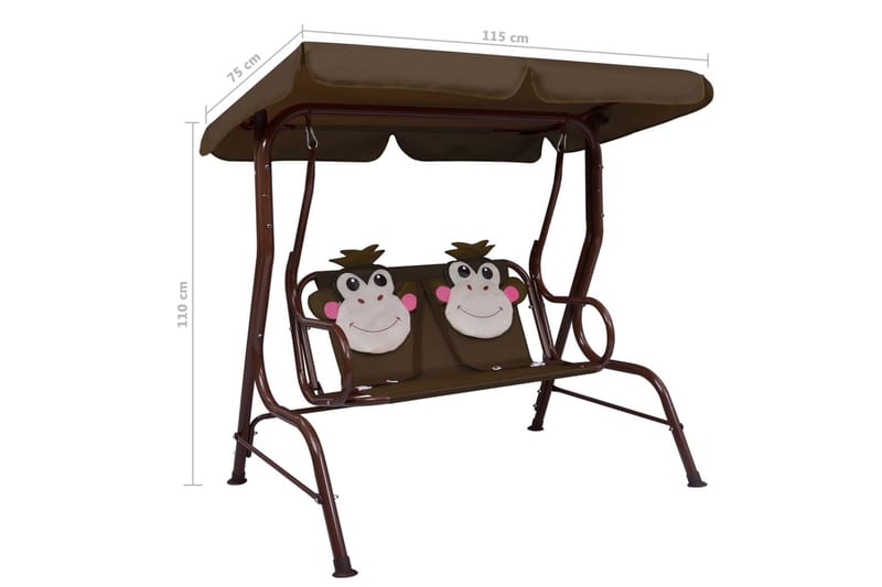 Lasten keinupenkki ruskea 115x75x110 cm kangas - Ruskea - Puutarhakalusteet - Ulkosohva & puutarhapenkki - Pihakeinu & puutarhakeinu