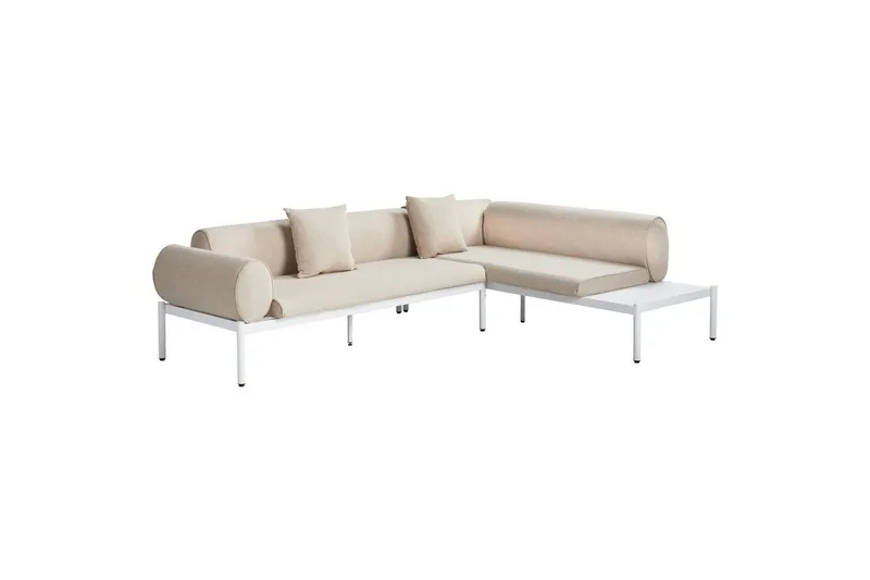 Loungegrupp Beliani Rasiglia Beige||White - Puutarhakalusteet - Terassiryhmät - Oleskeluryhmät