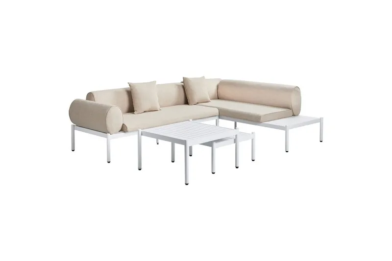 Loungegrupp Beliani Rasiglia Beige||White - Puutarhakalusteet - Terassiryhmät - Oleskeluryhmät