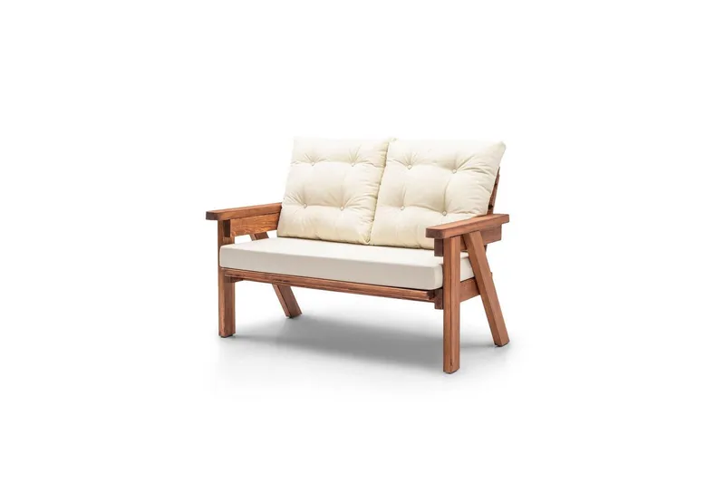 Puutarha Kahden istuttava Sohva Zaron Kermanvärinen / Pähkinäpuu, Kermanvärinen / Pähkinäpuu