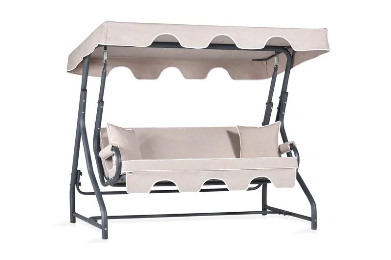 3:n ist Keinu Gowanda katoksella - Harmaa - Puutarhakalusteet - Ulkosohva & puutarhapenkki - Pihakeinu & puutarhakeinu