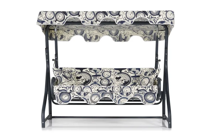 3:n ist Keinu Gowanda katoksella - Sininen / Valkoinen / Harmaa - Puutarhakalusteet - Ulkosohva & puutarhapenkki - Pihakeinu & puutarhakeinu