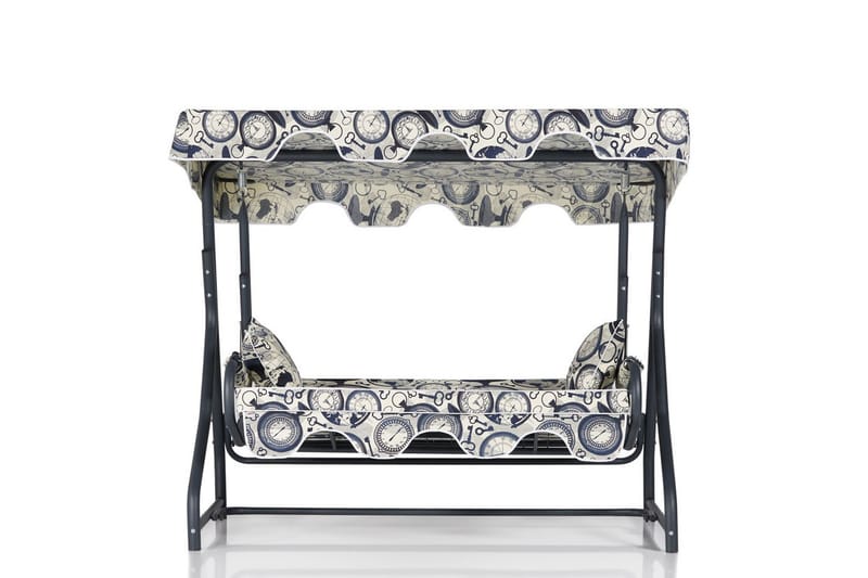 3:n ist Keinu Gowanda katoksella - Sininen / Valkoinen / Harmaa - Puutarhakalusteet - Ulkosohva & puutarhapenkki - Pihakeinu & puutarhakeinu