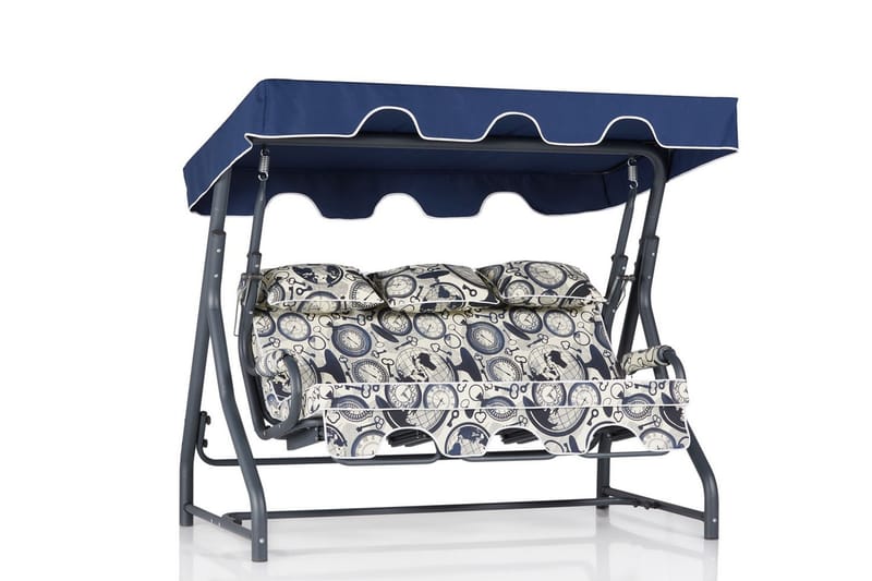 3:n ist Keinu Icterina katoksella - Sininen / Valkoinen / Harmaa - Puutarhakalusteet - Ulkosohva & puutarhapenkki - Pihakeinu & puutarhakeinu