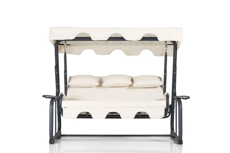 3:n ist Keinu Jaudling katosella - Harmaa - Puutarhakalusteet - Ulkosohva & puutarhapenkki - Pihakeinu & puutarhakeinu