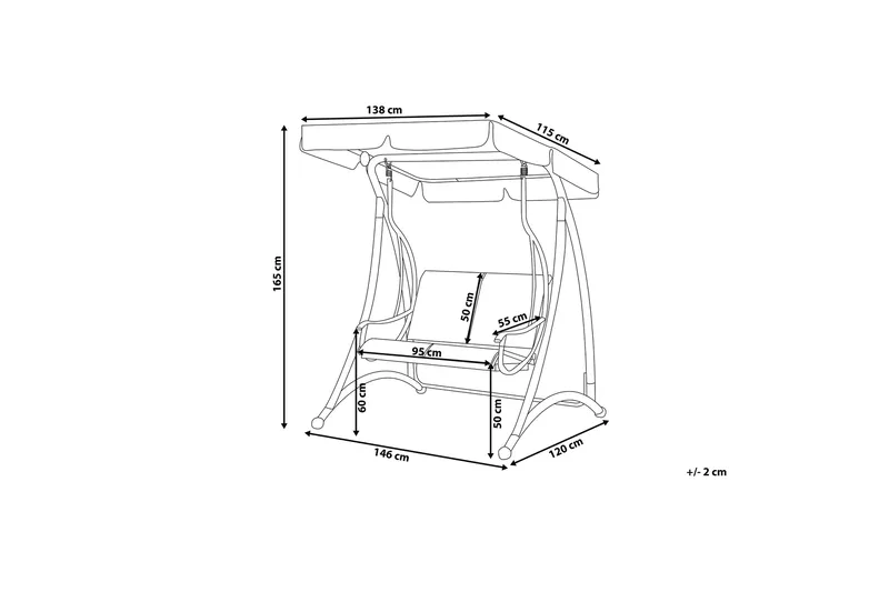 Keinu Tesero 146 cm - Harmaa - Puutarhakalusteet - Ulkosohva & puutarhapenkki - Pihakeinu & puutarhakeinu