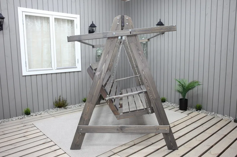 Keinu Pelle Harmaa - KWA - Puutarhakalusteet - Ulkosohva & puutarhapenkki - Pihakeinu & puutarhakeinu