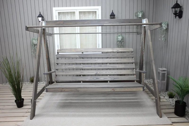 Keinu Pelle Harmaa - KWA - Puutarhakalusteet - Ulkosohva & puutarhapenkki - Pihakeinu & puutarhakeinu