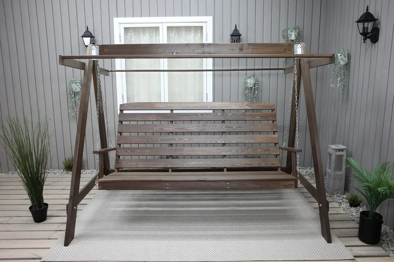 Keinu Pelle 3:n ist ilman katosta - Ruskea - Puutarhakalusteet - Ulkosohva & puutarhapenkki - Pihakeinu & puutarhakeinu