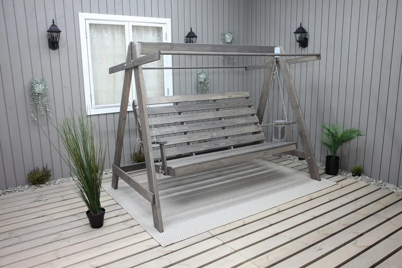 Keinu Pelle Harmaa - KWA - Puutarhakalusteet - Ulkosohva & puutarhapenkki - Pihakeinu & puutarhakeinu