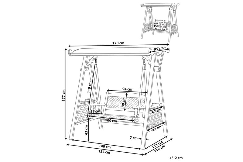 Puutarhakeinu Senarica - Puutarhakalusteet - Ulkosohva & puutarhapenkki - Pihakeinu & puutarhakeinu - Riippusohva