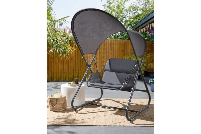 Puutarhakeinu Solagna - Tummanharmaa, 114x117x182 cm - Puutarhakalusteet - Ulkosohva & puutarhapenkki - Pihakeinu & puutarhakeinu - Riippusohva