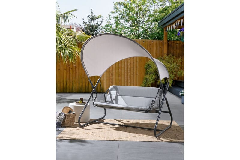 Puutarhakeinu Solagna - Vaaleanharmaa, 168x113x187 cm - Puutarhakalusteet - Ulkosohva & puutarhapenkki - Pihakeinu & puutarhakeinu - Riippusohva