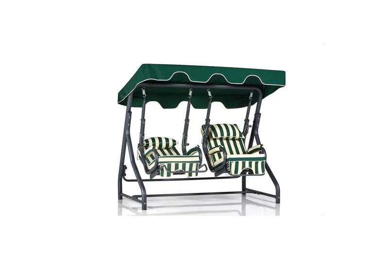 Puutarhan kaksinkertainen keinutuoli Bhika Valkoinen / Vihreä / Musta - Valkoinen / Vihreä / Musta - Puutarhakalusteet - Ulkosohva & puutarhapenkki - Pihakeinu & puutarhakeinu - Riippusohva