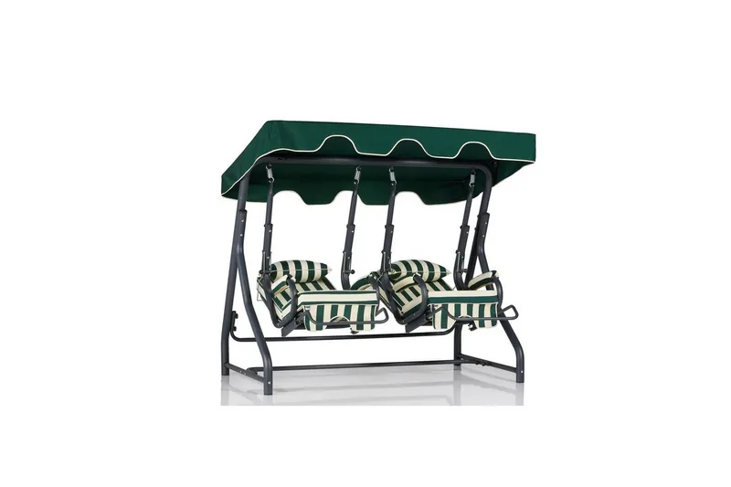 Puutarhan kaksinkertainen keinutuoli Bhika Valkoinen / Vihreä / Musta - Valkoinen / Vihreä / Musta - Puutarhakalusteet - Ulkosohva & puutarhapenkki - Pihakeinu & puutarhakeinu - Riippusohva