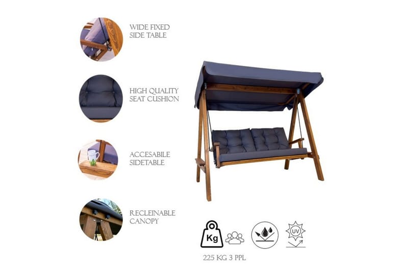 Puutarhan kaksinkertainen keinutuoli Taharoa antrasiitti - Antrasiitti - Puutarhakalusteet - Ulkosohva & puutarhapenkki - Pihakeinu & puutarhakeinu - Riippusohva