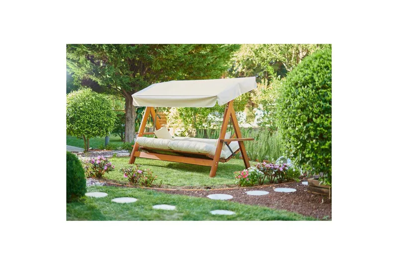Puutarhan kolmoiskeinutuoli Hazim Luonnollinen / Beige - Luonnollinen/Beige - Puutarhakalusteet - Ulkosohva & puutarhapenkki - Pihakeinu & puutarhakeinu - Riippusohva