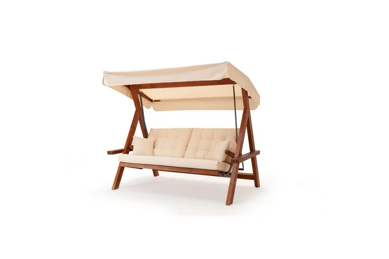 Puutarhan kolmoiskeinutuoli Hazim Luonnollinen / Beige, Luonnollinen/Beige