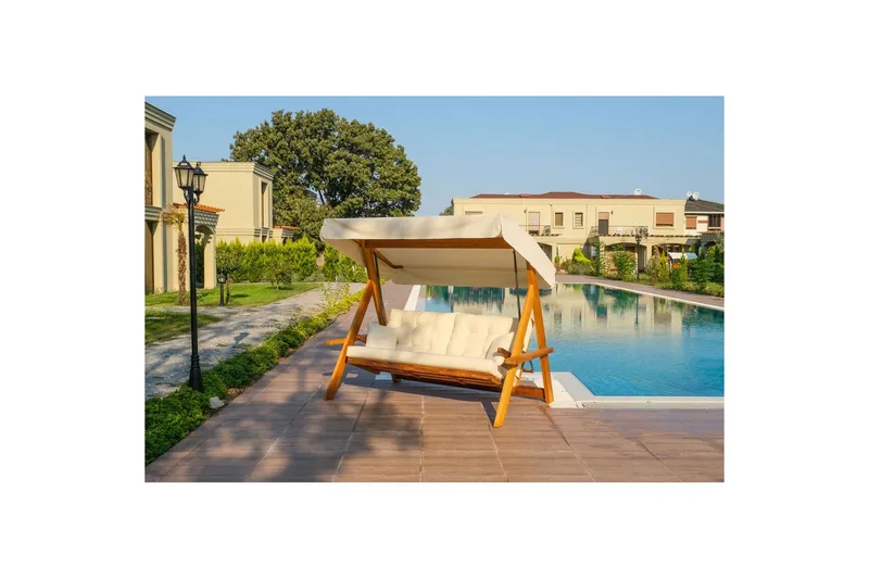 Puutarhan kolmoiskeinutuoli Hazim Luonnollinen / Beige - Luonnollinen/Beige - Puutarhakalusteet - Ulkosohva & puutarhapenkki - Pihakeinu & puutarhakeinu - Riippusohva