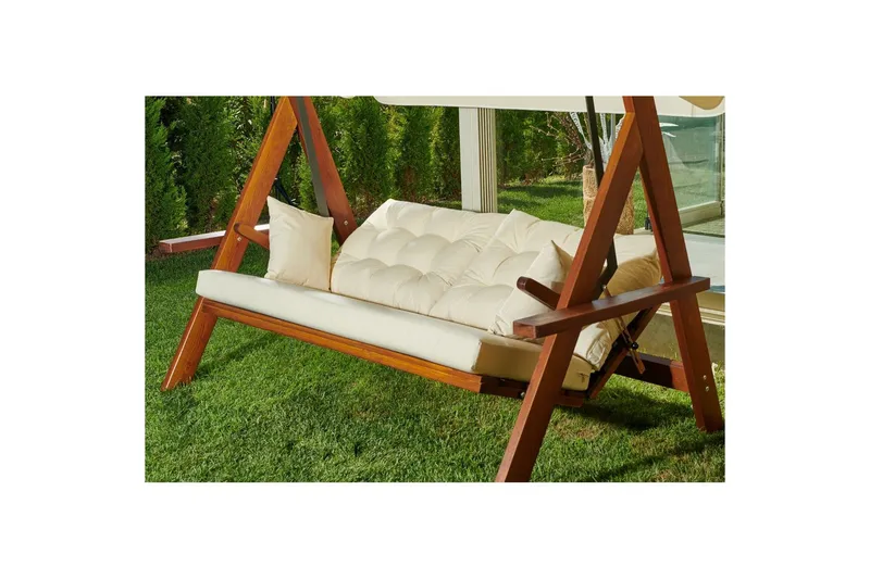 Puutarhan kolmoiskeinutuoli Hazim Luonnollinen / Beige - Luonnollinen/Beige - Puutarhakalusteet - Ulkosohva & puutarhapenkki - Pihakeinu & puutarhakeinu - Riippusohva