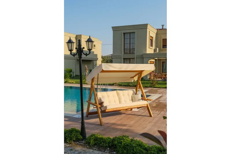 Puutarhan kolmoiskeinutuoli Hazim Luonnollinen / Beige - Luonnollinen/Beige - Puutarhakalusteet - Ulkosohva & puutarhapenkki - Pihakeinu & puutarhakeinu - Riippusohva