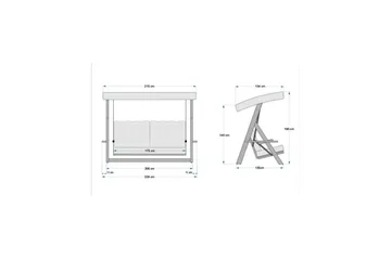 Puutarhan kolmoiskeinutuoli Hazim Luonnollinen / Beige - Luonnollinen/Beige - Puutarhakalusteet - Ulkosohva & puutarhapenkki - Pihakeinu & puutarhakeinu - Riippusohva