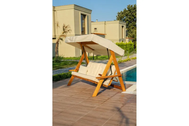 Puutarhan kolmoiskeinutuoli Hazim Luonnollinen / Beige - Luonnollinen/Beige - Puutarhakalusteet - Ulkosohva & puutarhapenkki - Pihakeinu & puutarhakeinu - Riippusohva