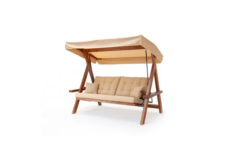 Puutarhan kolmoiskeinutuoli Hazim Luonnollinen / Beige - Luonnollinen/Beige - Puutarhakalusteet - Ulkosohva & puutarhapenkki - Pihakeinu & puutarhakeinu - Riippusohva