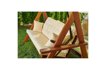 Puutarhan kolmoiskeinutuoli Hazim Luonnollinen / Beige - Luonnollinen/Beige - Puutarhakalusteet - Ulkosohva & puutarhapenkki - Pihakeinu & puutarhakeinu - Riippusohva