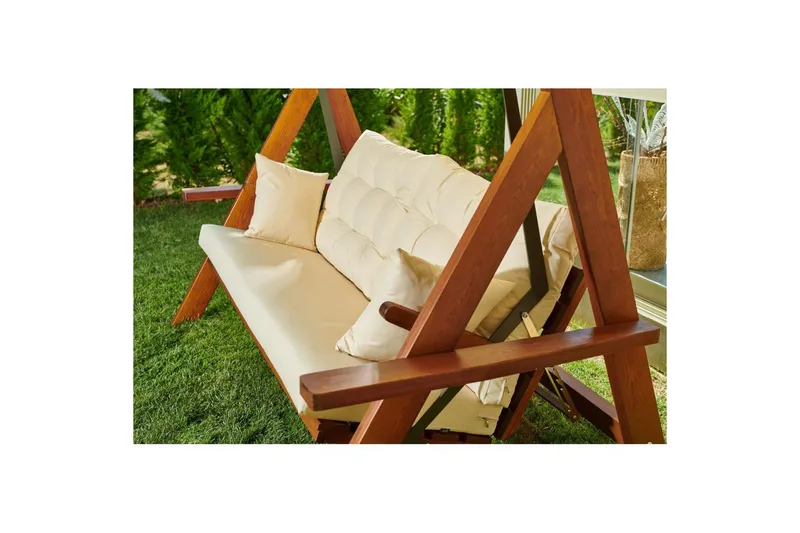 Puutarhan kolmoiskeinutuoli Hazim Luonnollinen / Beige - Luonnollinen/Beige - Puutarhakalusteet - Ulkosohva & puutarhapenkki - Pihakeinu & puutarhakeinu - Riippusohva