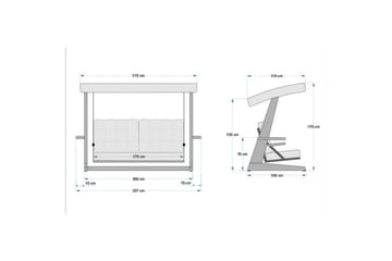 Puutarhan kolmoiskeinutuoli Viva Antrasiitti - Antrasiitti, 237 x 100 x 175 cm - Puutarhakalusteet - Ulkosohva & puutarhapenkki - Pihakeinu & puutarhakeinu - Riippusohva