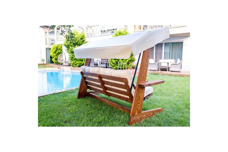 Puutarhan kolmoiskeinutuoli Viva Beige - Beige, 237 x 100 x 175 cm - Puutarhakalusteet - Ulkosohva & puutarhapenkki - Pihakeinu & puutarhakeinu - Riippusohva