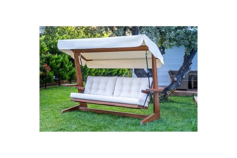 Puutarhan kolmoiskeinutuoli Viva Beige - Beige, 237 x 100 x 175 cm - Puutarhakalusteet - Ulkosohva & puutarhapenkki - Pihakeinu & puutarhakeinu - Riippusohva