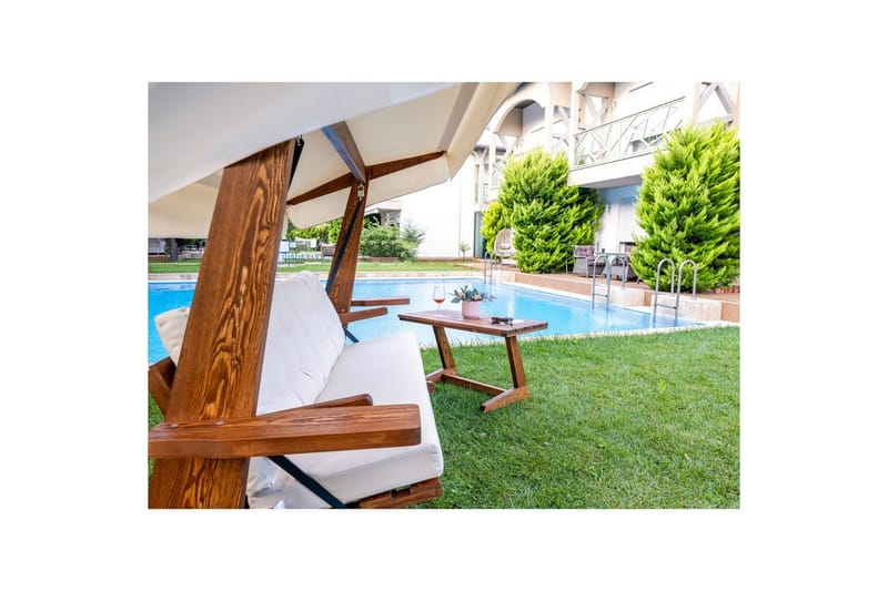 Puutarhan kolmoiskeinutuoli Viva Beige - Beige, 237 x 100 x 175 cm - Puutarhakalusteet - Ulkosohva & puutarhapenkki - Pihakeinu & puutarhakeinu - Riippusohva