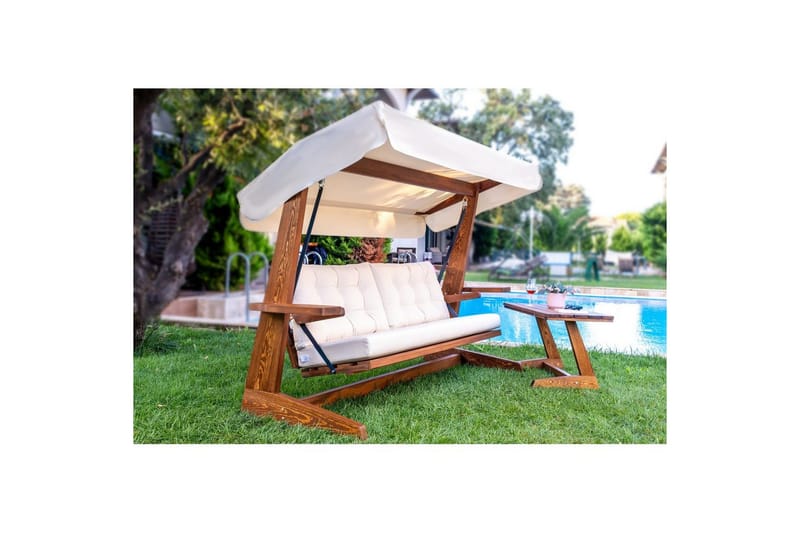 Puutarhan kolmoiskeinutuoli Viva Beige - Beige, 237 x 100 x 175 cm - Puutarhakalusteet - Ulkosohva & puutarhapenkki - Pihakeinu & puutarhakeinu - Riippusohva