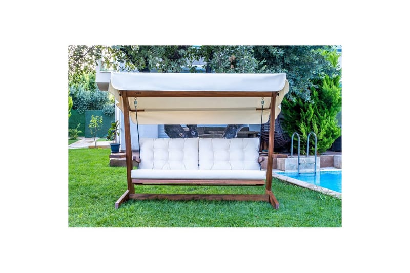 Puutarhan kolmoiskeinutuoli Viva Beige - Beige, 237 x 100 x 175 cm - Puutarhakalusteet - Ulkosohva & puutarhapenkki - Pihakeinu & puutarhakeinu - Riippusohva