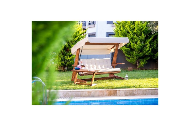 Puutarhan kolmoiskeinutuoli Viva Beige - Beige, 237 x 100 x 175 cm - Puutarhakalusteet - Ulkosohva & puutarhapenkki - Pihakeinu & puutarhakeinu - Riippusohva