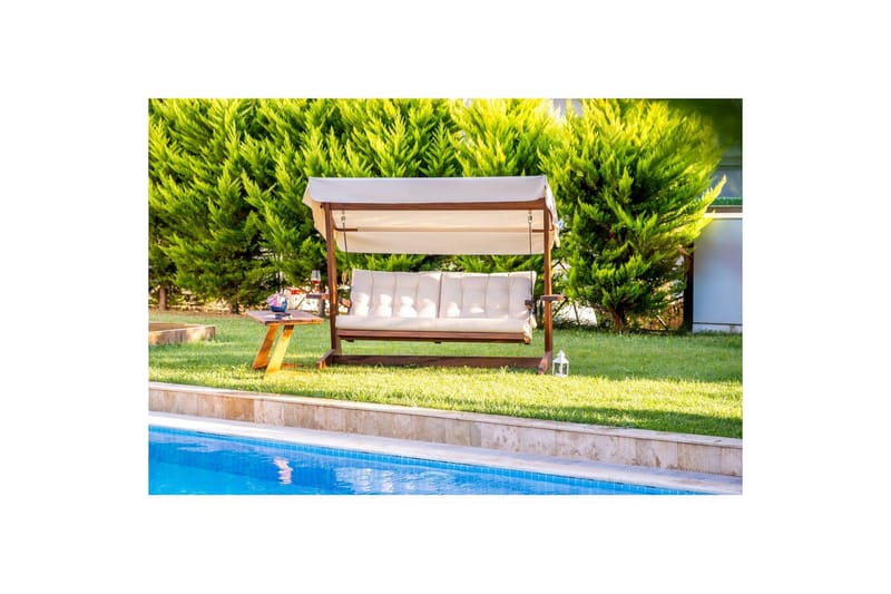 Puutarhan kolmoiskeinutuoli Viva Beige - Beige, 237 x 100 x 175 cm - Puutarhakalusteet - Ulkosohva & puutarhapenkki - Pihakeinu & puutarhakeinu - Riippusohva