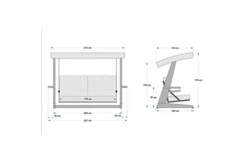 Puutarhan kolmoiskeinutuoli Viva Beige - Beige, 237 x 100 x 175 cm - Puutarhakalusteet - Ulkosohva & puutarhapenkki - Pihakeinu & puutarhakeinu - Riippusohva