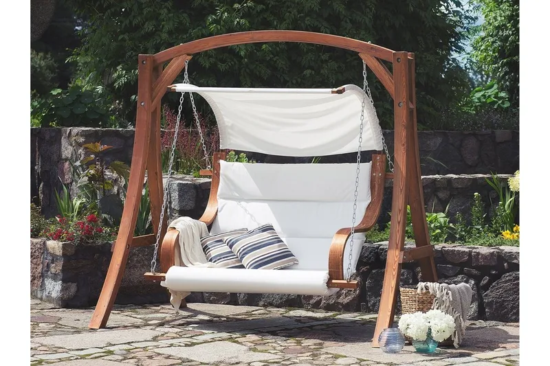 Riippusohva Aprilia 202 cm - Valkoinen - Puutarhakalusteet - Ulkosohva & puutarhapenkki - Pihakeinu & puutarhakeinu - Riippusohva