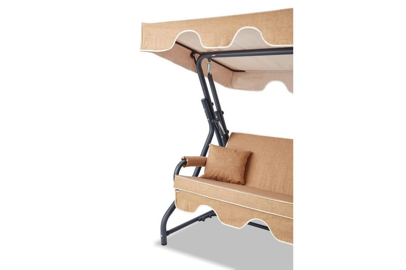 Puutarhan kolmoiskeinutuoli Gowanda (200 x 165 x 110 cm) Beige - Beige - Puutarhakalusteet - Ulkosohva & puutarhapenkki - Pihakeinu & puutarhakeinu
