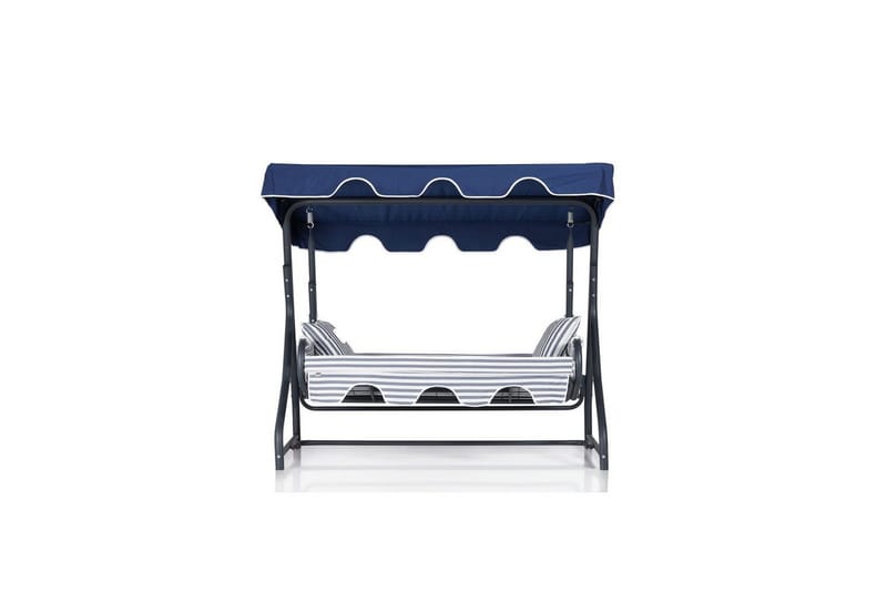 Puutarhan kolmoiskeinutuoli Gowanda (200 x 165 x 110 cm) Vaaleanharmaa / Sininen - Vaaleanharmaa / Sininen - Puutarhakalusteet - Ulkosohva & puutarhapenkki - Pihakeinu & puutarhakeinu