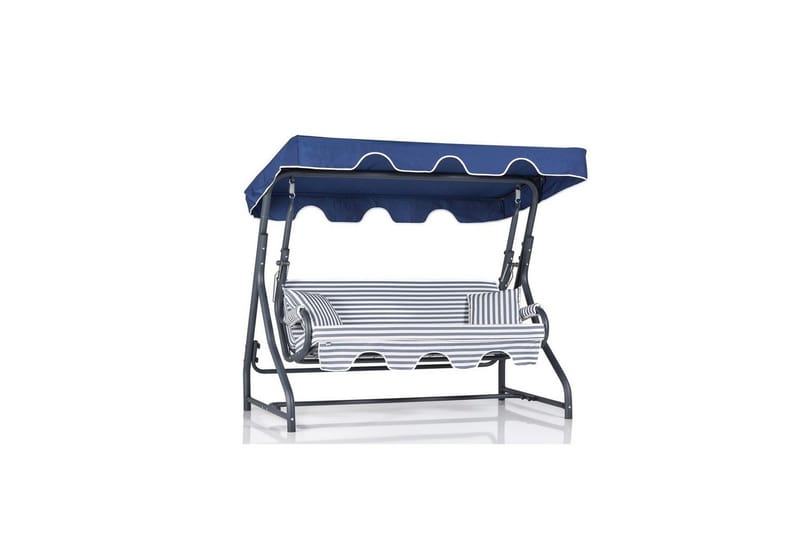 Puutarhan kolmoiskeinutuoli Gowanda (200 x 165 x 110 cm) Vaaleanharmaa / Sininen - Vaaleanharmaa / Sininen - Puutarhakalusteet - Ulkosohva & puutarhapenkki - Pihakeinu & puutarhakeinu