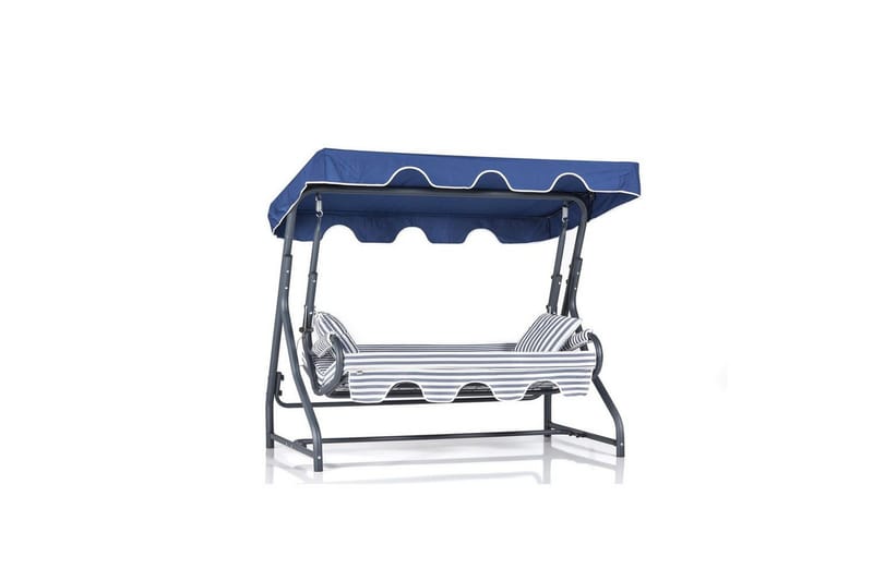 Puutarhan kolmoiskeinutuoli Gowanda (200 x 165 x 110 cm) Vaaleanharmaa / Sininen - Vaaleanharmaa / Sininen - Puutarhakalusteet - Ulkosohva & puutarhapenkki - Pihakeinu & puutarhakeinu