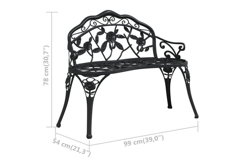 Puutarhapenkki 100 cm valualumiini musta - Puutarhapenkki & ulkopenkki