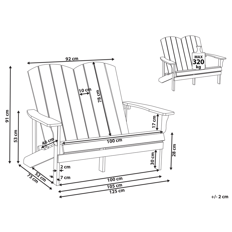 Puutarhapenkki Adirondack 125 cm - Vihreä - Puutarhakalusteet - Ulkosohva & puutarhapenkki - Puutarhapenkki & ulkopenkki