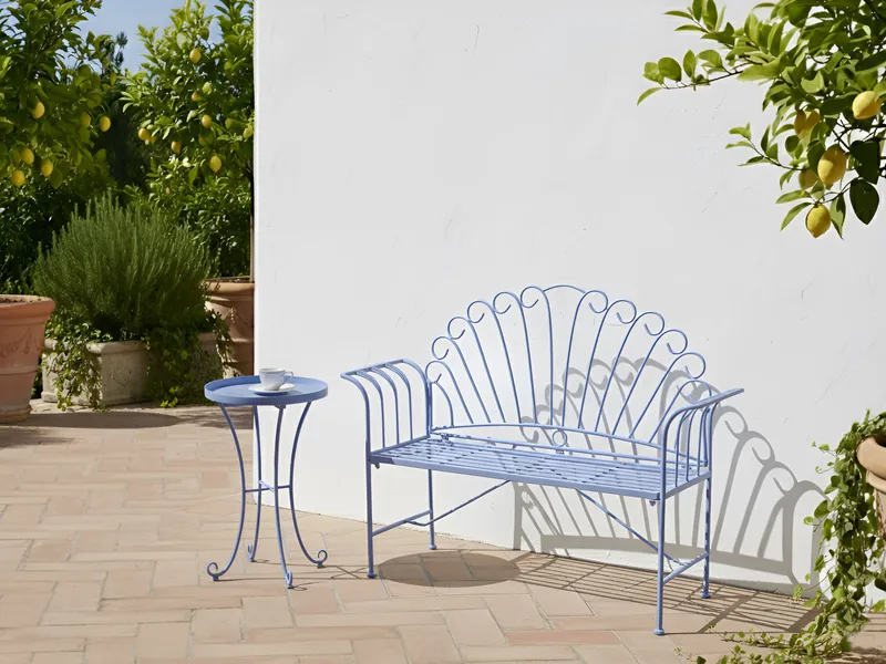 Puutarhapenkki Cavinia 125 cm Rauta - Sininen - Puutarhakalusteet - Ulkosohva & puutarhapenkki - Puutarhapenkki & ulkopenkki