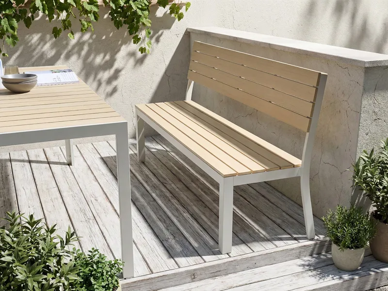 Puutarhapenkki Como 174 cm - Beige/valkoinen - Puutarhakalusteet - Ulkosohva & puutarhapenkki - Puutarhapenkki & ulkopenkki