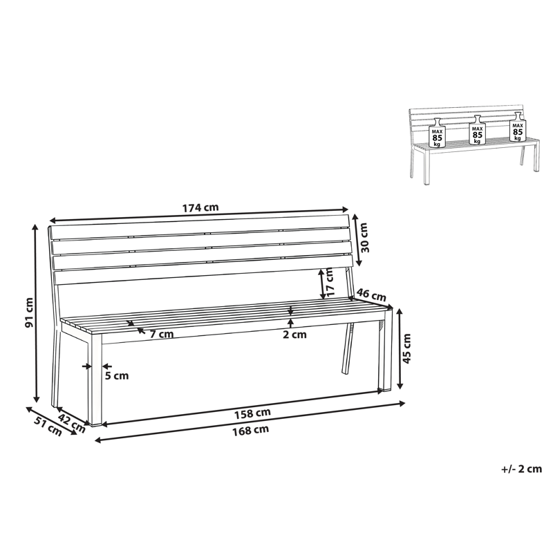 Puutarhapenkki Como 174 cm - Beige/valkoinen - Puutarhakalusteet - Ulkosohva & puutarhapenkki - Puutarhapenkki & ulkopenkki