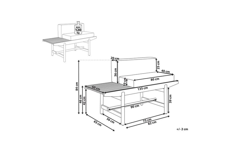 Puutarhapenkki Giaveno - 135x65x84 cm - Puutarhakalusteet - Ulkosohva & puutarhapenkki - Puutarhapenkki & ulkopenkki